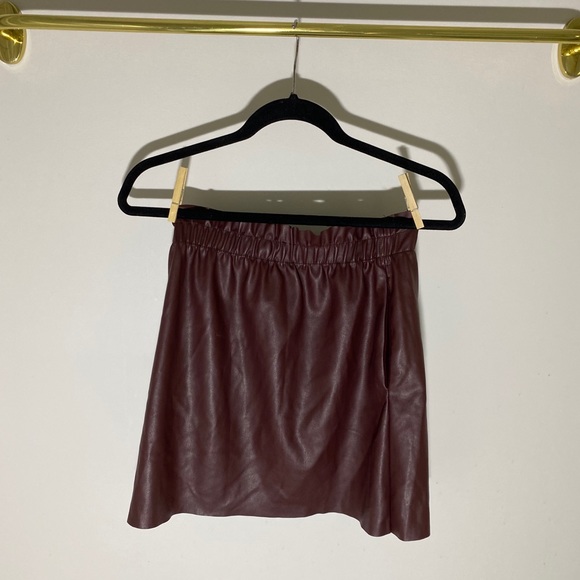 Dark Red Pleather Skirt - Picture 3 of 8